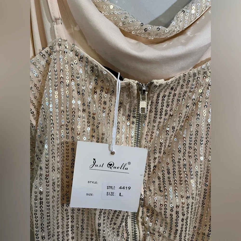 NEW Cowl Neck Sequin Mini Dress - Picture 7 of 11